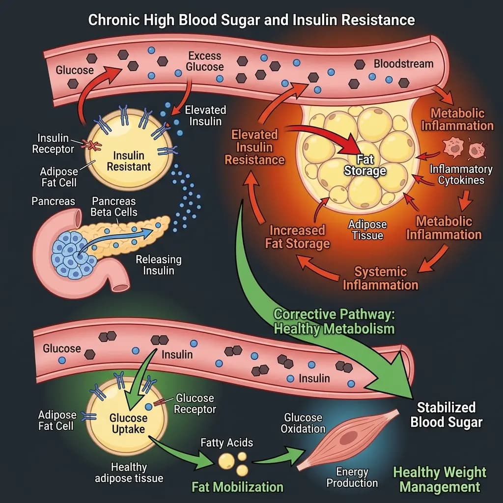Blood Sugar and Weight Gain: How Insulin Resistance Sabotages Your Weight Loss (2026 Complete Science Guide)